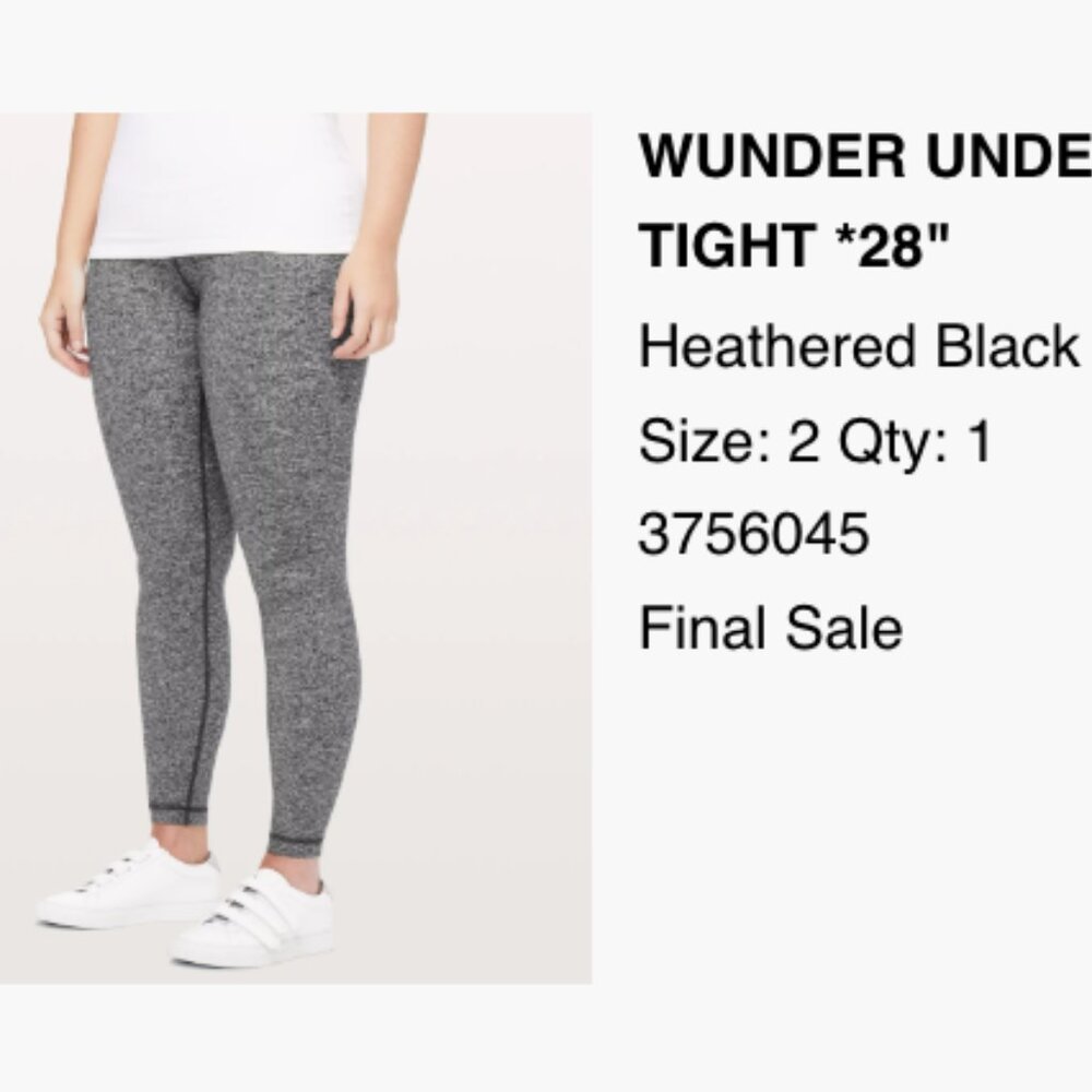 Lululemon Wunder Under High-Rise Legging 28" Heathered Black Size 2